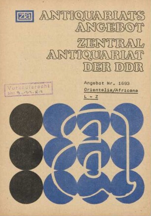 Nr. 1693: Orientalia/Africana L-Z