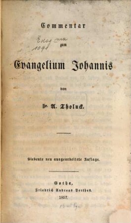 Commentar zum Evangelium Johannis