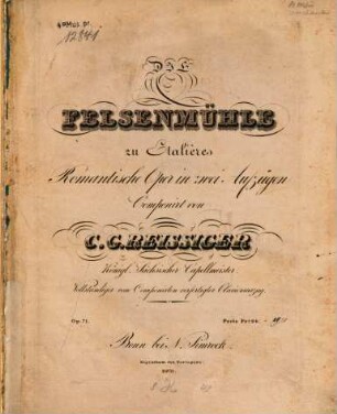 Die Felsenmühle zu Étalières : romantische Oper in zwei Aufzügen ; op. 71