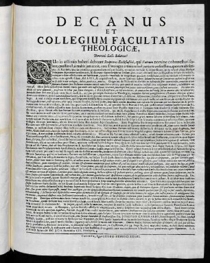 Decanus Et Collegium Facultatis Theologicae, Benevol. Lect. Salutem!