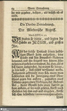 Die Vierdte Betrachtung. Der Mörderische Angriff