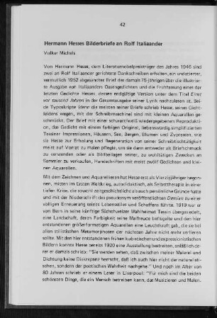 Hermann Hesse Bilderbriefe an Rolf Italiaander