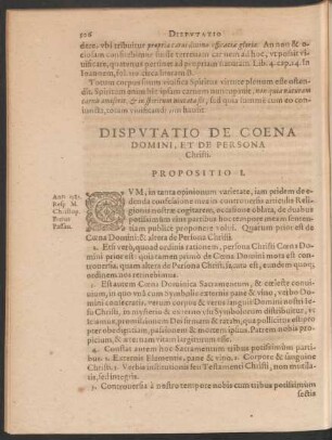 Disputatio De De Coena Domini, Et De Persona Christi.