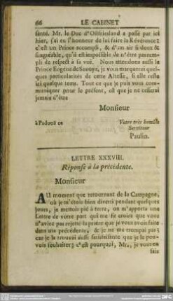 Lettre XXXVIII. Response a la precedente