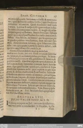 Epistola LVII. Iulio Valeriano suo S. D.