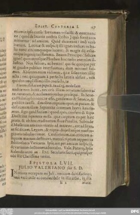 Epistola LVII. Iulio Valeriano suo S. D.