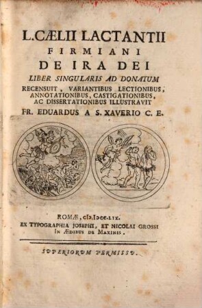 Opera. 10. De ira dei. - 1759. - 4 Bl., 207 S.