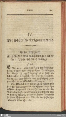 IV. Die sphärische Trigonometrie