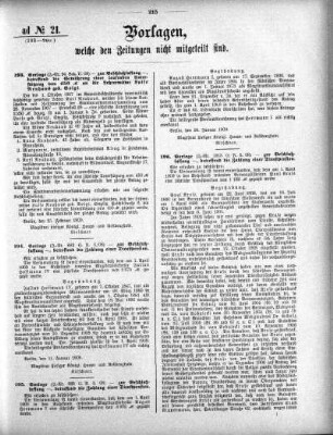 Anlage: ad No.21. (193-260.), Vorlagen, welche den Zeitungen nicht mitgeteilt sind