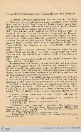 Urkundlicher Nachweis über Baugeschichte und Inventar