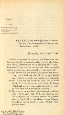 Extract uit het register der besluiten van den gouverneur-generaal van Nederlands Indie