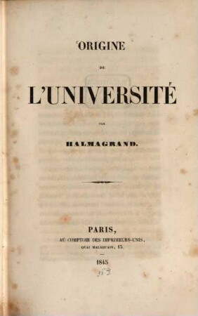 Origine de l'université