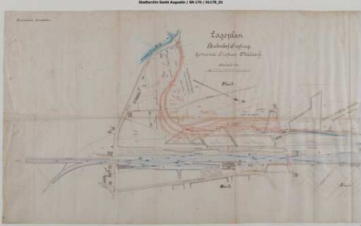 Siegburg, Bahnhof: Lageplan RSE-Bahnhof mit Strecke bis zur Siegbrücke, Staatsbahnhof