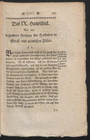 Das IX. Hauptstück. Von den besondern Rechten der Soldaten in Straf- und peinlichen Fällen.