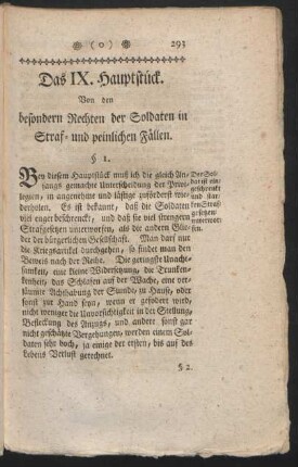 Das IX. Hauptstück. Von den besondern Rechten der Soldaten in Straf- und peinlichen Fällen.