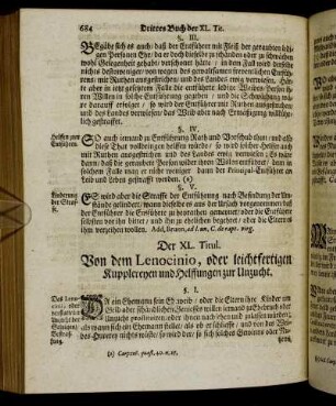 Der XL. Titul. Von dem Lenocinio, oder leichtfertigen Kupplereyen und Helffungen zur Unzucht.