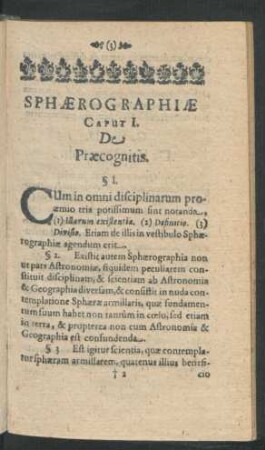 Sphaerographiae Caput I. De Praecognitis.