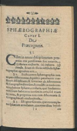 Sphaerographiae Caput I. De Praecognitis.