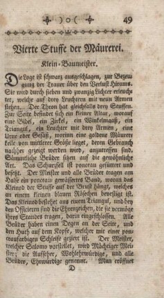Vierte Stuffe der Mäurerei. Klein-Baumeister