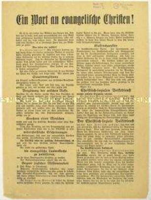 Aufruf des Christlich-sozialen Volksdienstes zur Reichstagswahl am 6. November 1932