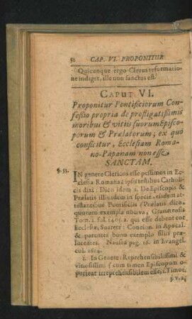 Caput VI. Proponitur Pontificiorum Confesio propria de prostigatisimis moribus & vitiis ...