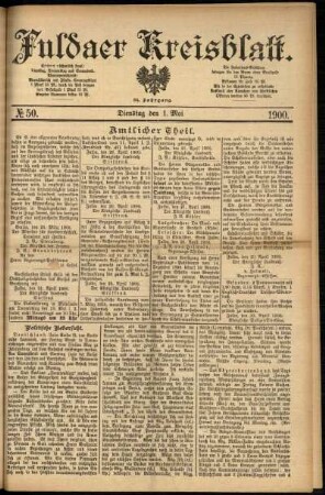 Erste Ausgabe vom Dienstag, den 01. Mai 1900.