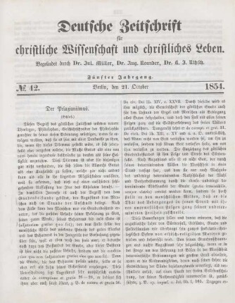 331-335 Der Pelagianismus : ein auf Veranstalung des evangelischen Vereins in Berlin gehaltener Vortrag mit Erläuterungen und Zusätzen : Schluß