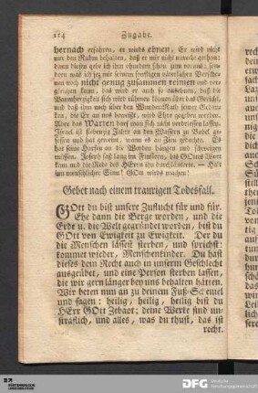 Gebet nach einem traurigen Todesfall.