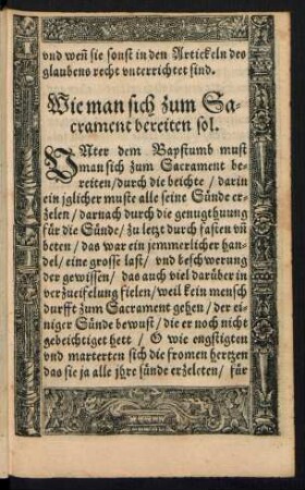 Wie man sich zum Sacrament bereiten sol.