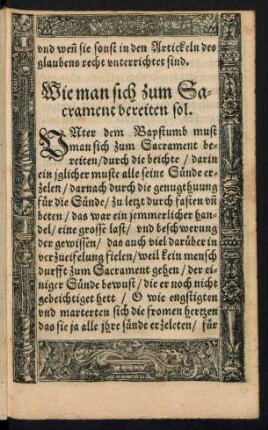 Wie man sich zum Sacrament bereiten sol.