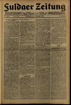 Erste Ausgabe vom Dienstag, den 31. Dezember 1912.