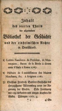 Carl Renatus Hausens Allgemeine Bibliothek der Geschichte und der einheimischen Rechte in Deutschland, 1,4