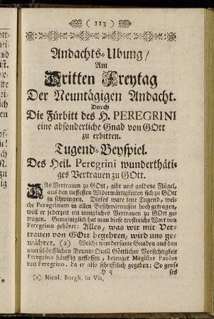 Andachts-Ubung/ Am Dritten Freytag Der Neuntägigen Andacht.