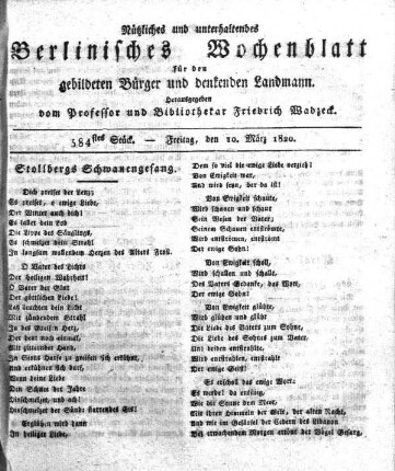 584stes Stueck, Freitag, den 10. Maerz 1820