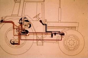Schemazeichnung: Maschinenelement, Hydraulik, Hydraulikzylinder, Dreipunktaufhängung, Hubwerk