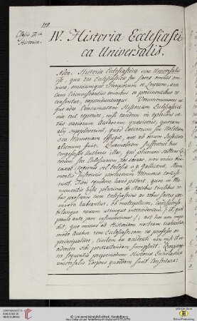 IV. Historia Ecclesiastica Universalis