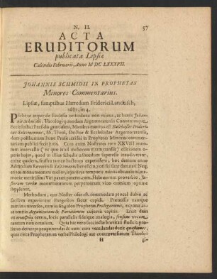 N. II. [...] Calendis Februarii, Anno M DC LXXXVII.