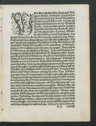 Von Gots gnaden Wir Ferdinand Künig zu Behem/ ...
