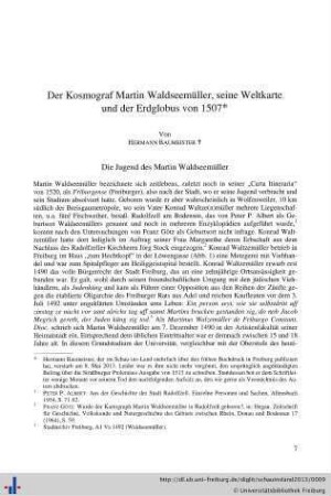 Der Kosmograf Martin Waldseemüller, seine Weltkarte und der Erdglobus von 1507.
