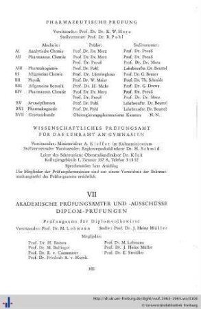 VII. Akademische Prüfungsämter und Ausschüsse