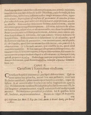 Caput II. Cartesium a Scepticismo vindicans.