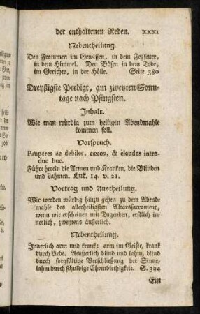 XXXI-XLI, Dreyßigste - Fuenf und vierzigste Predigt