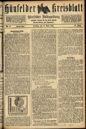 Zweite Ausgabe vom Dienstag, den 15. April 1924.