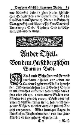 Ander Theil. Von dem Hirschbergischen Warmen Bade.