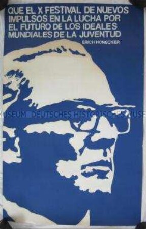 Wandbild mit Porträt von Erich Honecker, spanisch