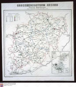 Karten der mittleren Sterblichkeit in den Jahren 1863 bis 1874 in den Provinzen Oberhessen, Starkenburg und Rheinhessen im Großherzogtum Hessen