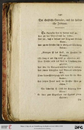 Der christliche Europaeer, und der heidnische Indianer