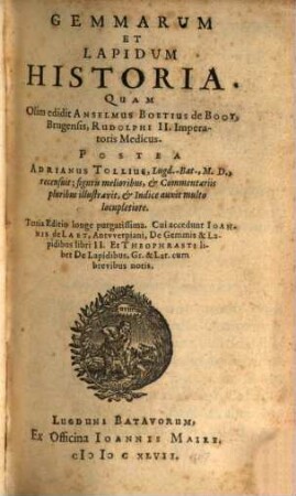 Gemmarum Et Lapidum Historia