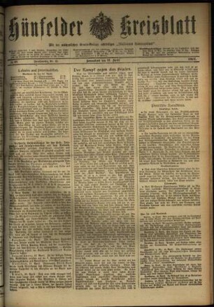 Erste Ausgabe vom Samstag, den 21. April 1917.