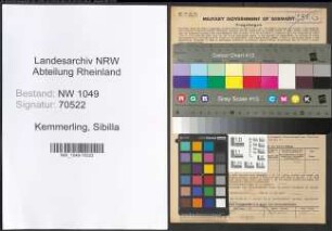 Entnazifizierung Sibilla Kemmerling , geb. 16.12.1909 (Schneiderin)